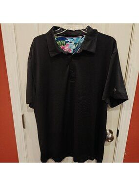 Birdie Bound Golf Polo Shirt Mens 2XL Black Short Sleeve Performance Tropical